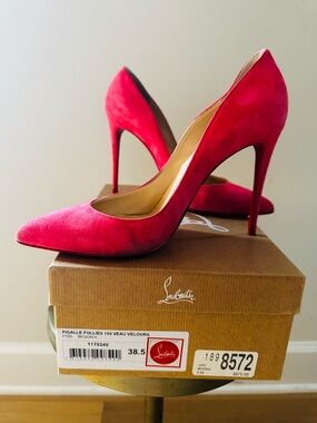 Christian Louboutin Pigalle Follies 100 Begonia Pink Suede